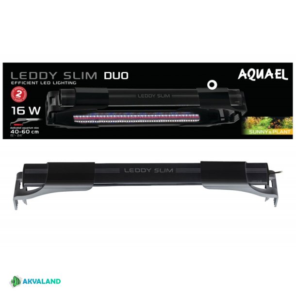 AQUAEL Leddy Slim Duo - Sunny/Plant - 16W - Sort