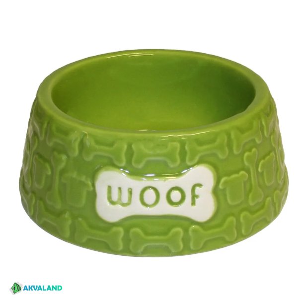 Hundeskl keramisk "Woof" - Grn